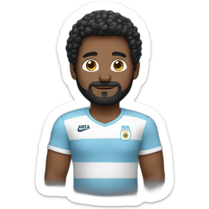 Hombre pelo negro, 32 años de edad, con camiseta argentina  sticker
