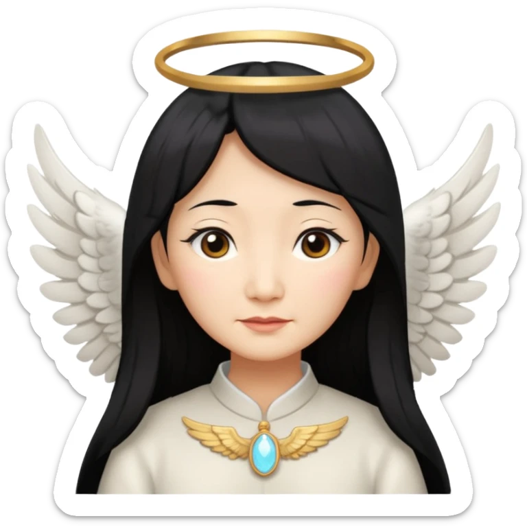 Angel Old Lady with wings black hair asian  smaller eyes sticker