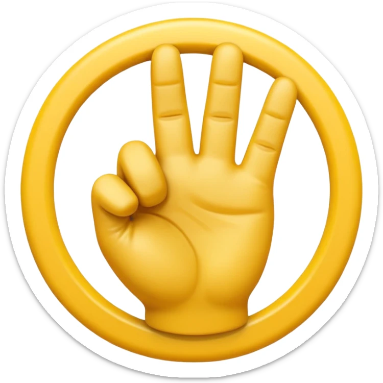 A 3D Apple-style yellow hand emoji, closed fist with only the index finger pointing upward, the finger making a circular motion as if drawing an imaginary circle in the air, dynamic curved motion lines around the finger to show the circular movement, smooth glossy texture, clean minimal background sticker