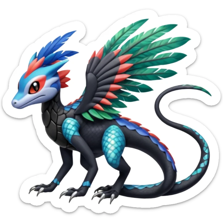 Meloetta-Salandit-Nargacuga-Pokémon-Fakémon-fusion-hybrid-creature sticker