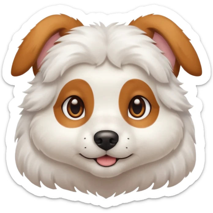 White dog with brown eyes and some long white body and white ears with brown spots curved on the sides sticker