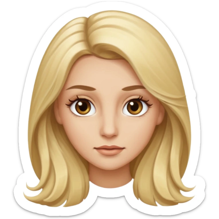 Blonde woman with long hair Light brown eyes, huge eyelashes and white skin sticker
