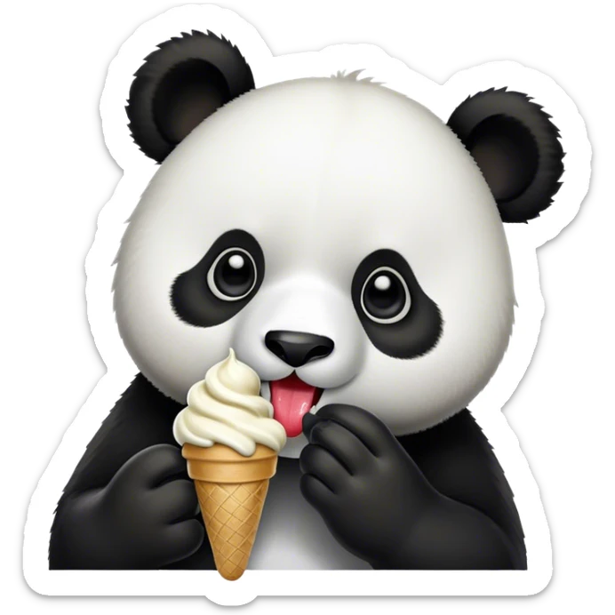 Panda eating ice cream sticker