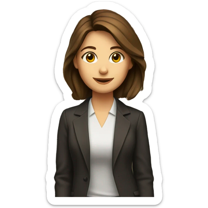 A young teacher with brown hair with a laptop. No glasses. The background is a modern bookshelf.  sticker