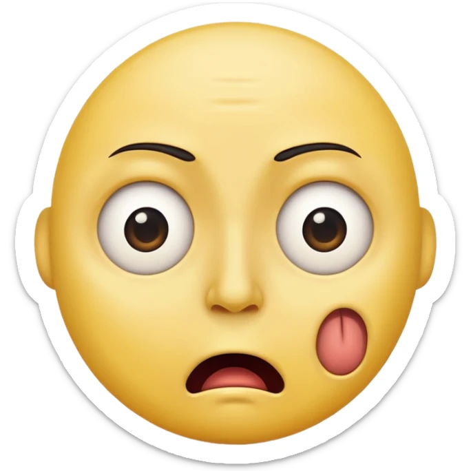 Can you make a shocked face that kinda looks disgusted  make it one of the yellow ones that are circular like this 😞 so no nose no plush no eyebrows no chin cartoony and not realistic sticker