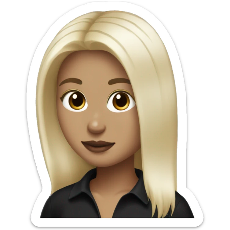 White blonde hair girl with black polo shirt and yeezy shoes sticker