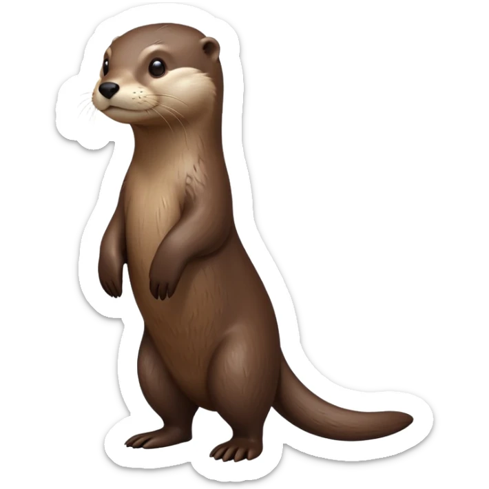 cinematic-noble [otter]-realistic-full-body-standing-emoji,-tail-tucked-close,-head-tilted-dramatically,-sleek-[brown]-fur,-simplified-yet-realistic-focused-features,-highly-detailed,-glowing-with-an-almost-sarcastic-glow  expressive eyes sticker