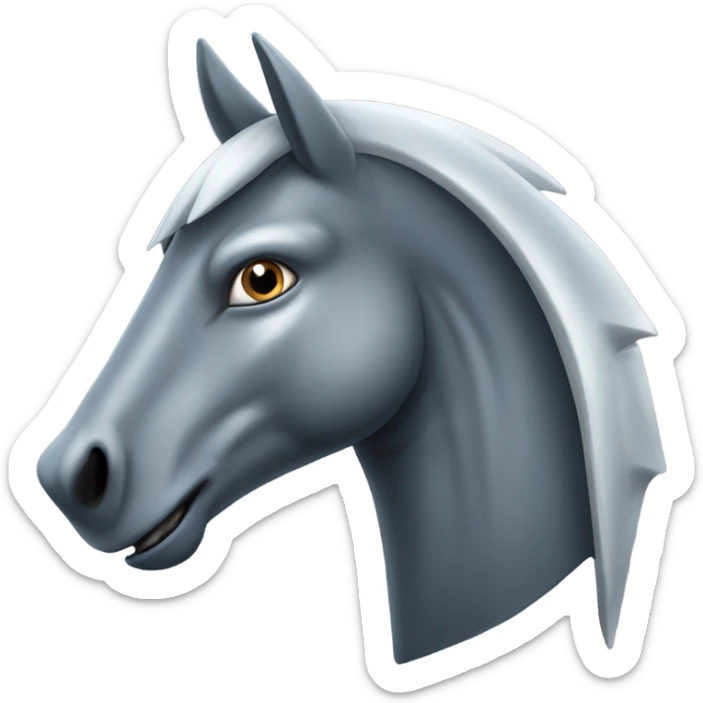 A horse body the color of a shark but the horse has a shark head sticker