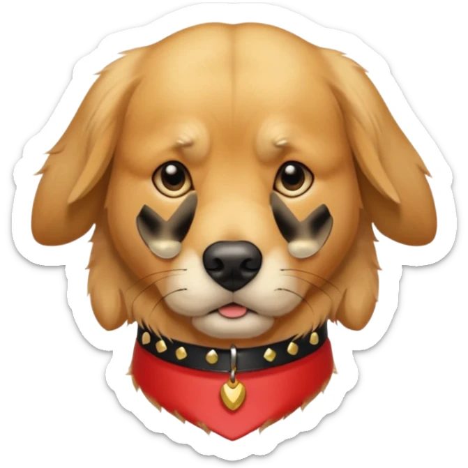 golden retriever dog frowning and wearing goth accessories sticker