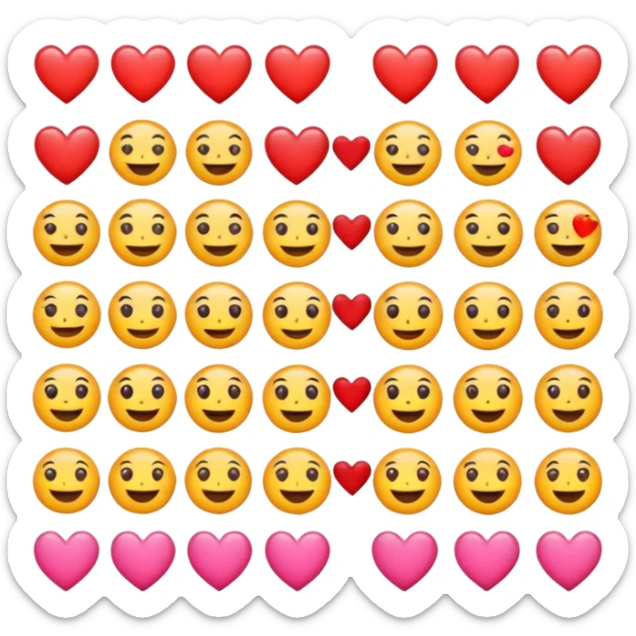 Generate an emojis of all the fun and love in one frame saparate  sticker