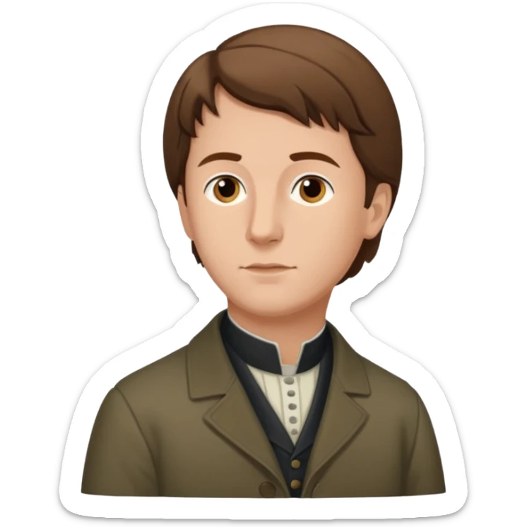 Johann Gottlieb Fichte philosopher three-quarter view brown hair, sliglty elegant sticker