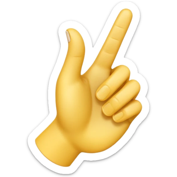 A 3D emoji in iOS emoji aesthetic style of a hand making a trigger-like gesture, with the index finger extended forward and the thumb raised upward, other fingers folded, clean white background, glossy and smooth Apple-style design

 sticker