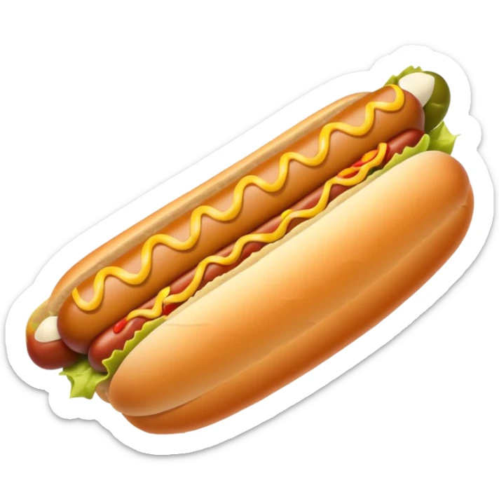 Grilled hot dog in a bun. Add sauerkraut on one side and then drizzle spicy mustard on the top  sticker