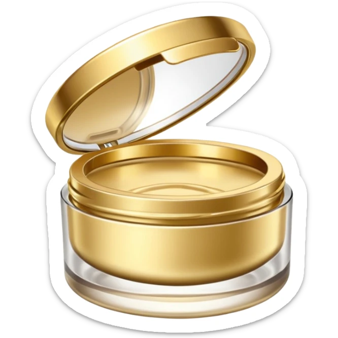 PVarios rodutos de beleza com tampa dos potes dourados e fundo transparente pra usar como figurinha sticker