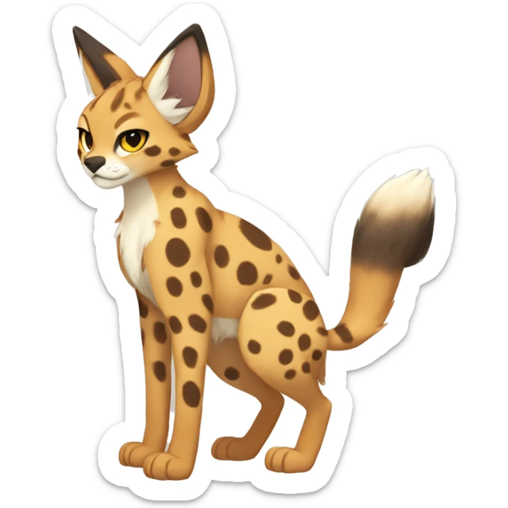 Anthro Beige-Orange-Brown Spotted Fur-Sona-Fakemon Lynx-Caracal-Serval Full Body sticker