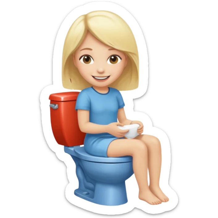 smiling girls with blonde hair on the toilet  sticker