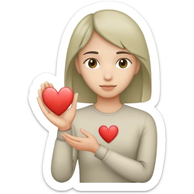 Pale olive heart faded in the palm of his hand sticker