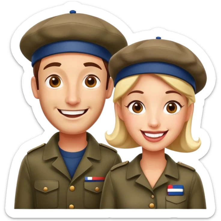 spam artists welcoming guests at a French  spam meat exhibition  sticker