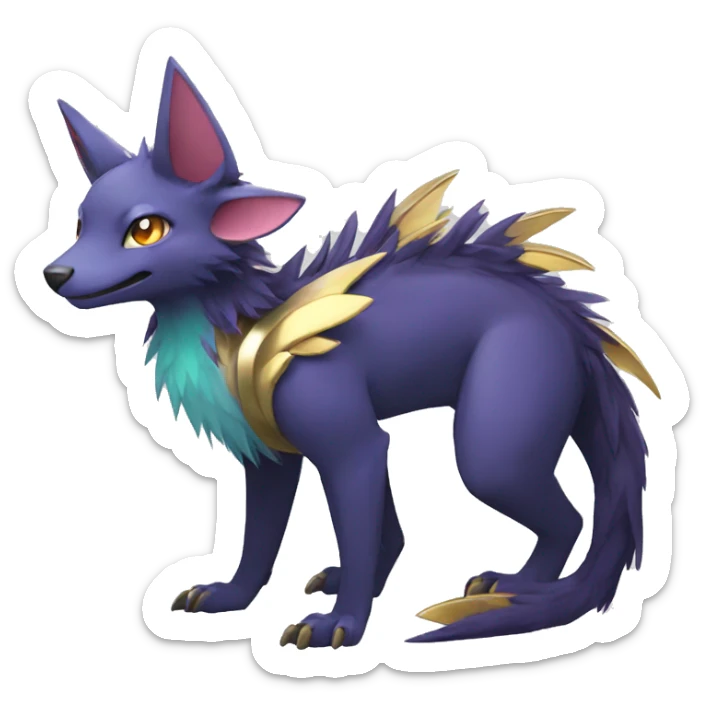  Colorful Shiny Kawaii  Nargacuga FurSona Fakemon Full Body sticker