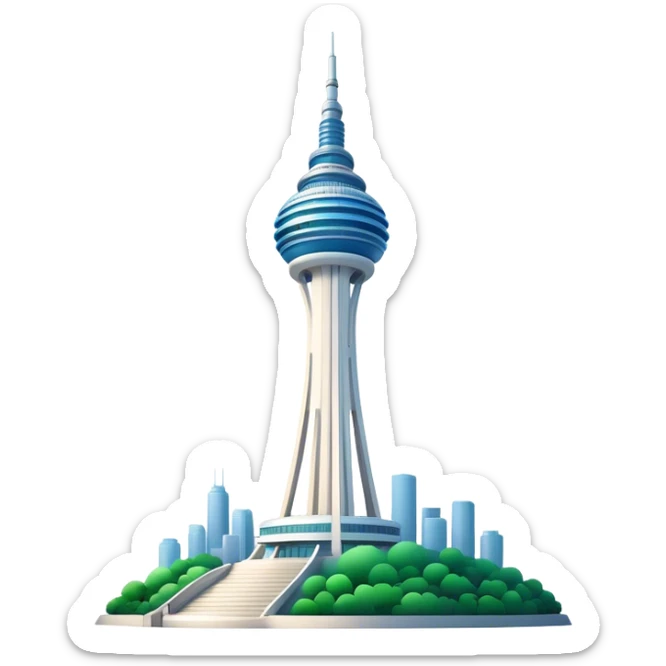 Cinematic Realistic N Seoul Tower Landmark Emoji, showcasing a futuristic tower with panoramic views rendered with sleek textures and vibrant, modern lighting. sticker