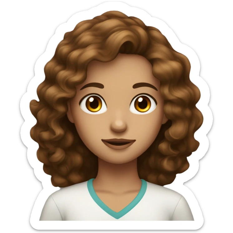 A girl with brown wavy hair almond eyes long eyelashes and brown eyes   sticker
