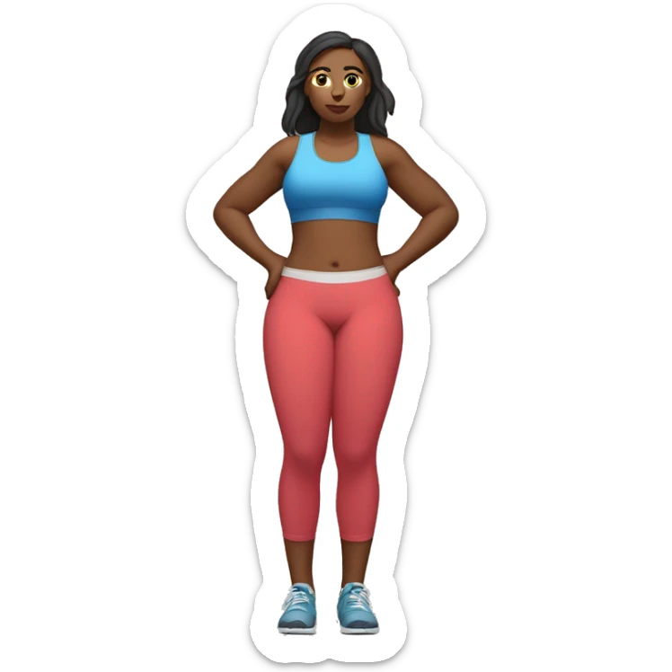 Slim-thicc woman gym wear hands on hips pose (small waist body) sticker