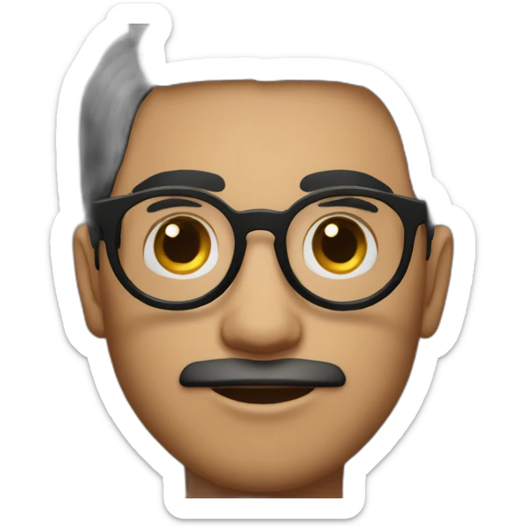 indian guy with round glasses with fair skin with straight hair with round fully circular glasses black eyes black hair sticker
