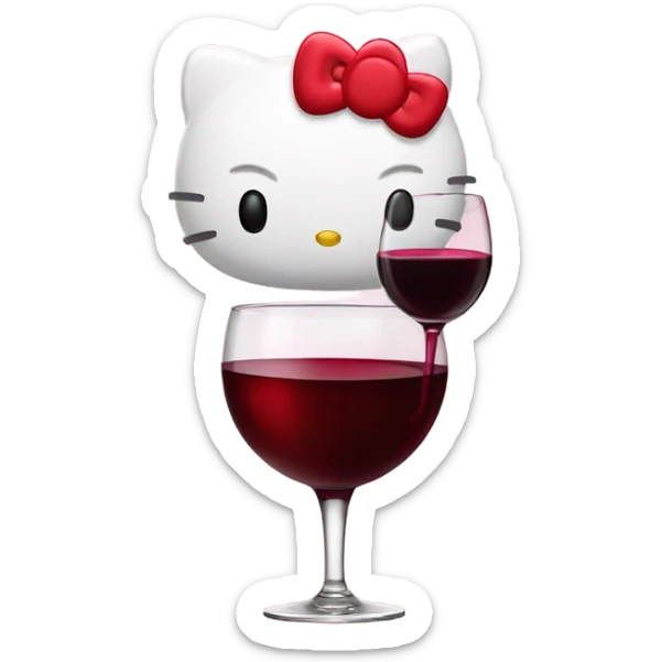 Hello Kitty drinking red wine sticker