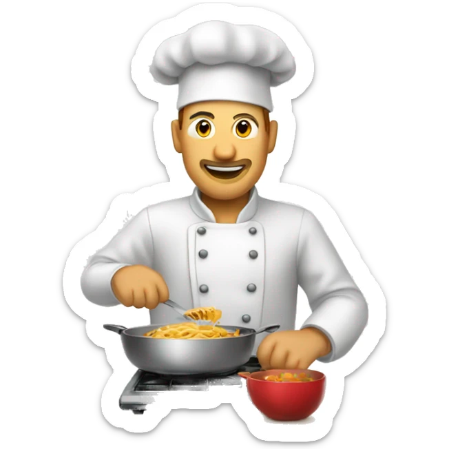 Homme qui cuisine en écoutant la radio sticker