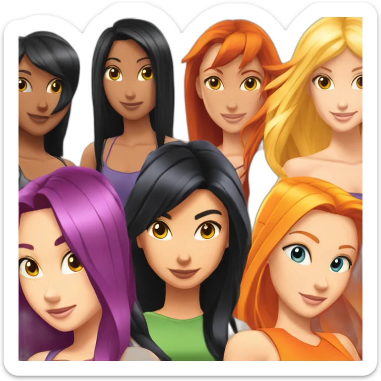 totally spies three-girls blond-hair black-hair orange-hair sticker