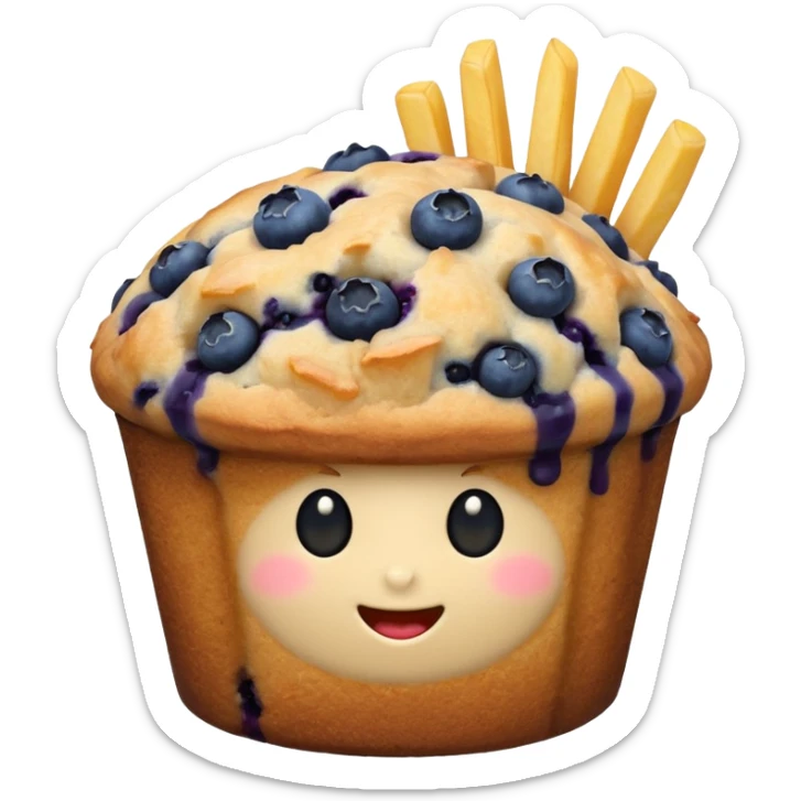A McDonald's blueberry muffin with a side of French fries sticker