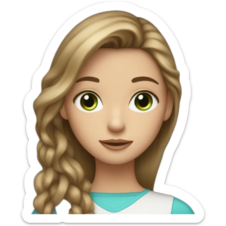 girl, brown hair with blonde highlights, one blue eye and one green eye sticker