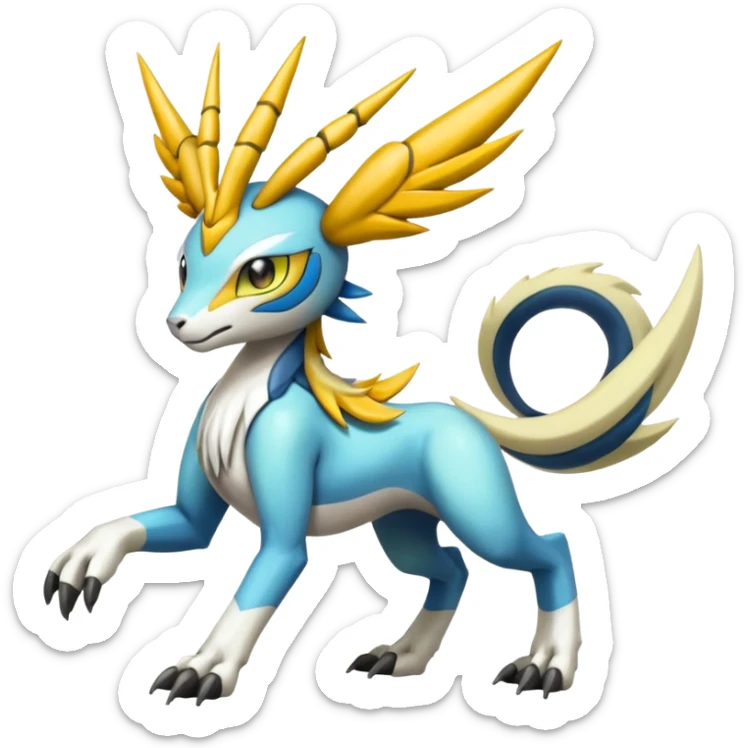 Colorful Meloetta-Manectric-Wargreymon-Sergal-Pokémon-Digimon-Fakémon-fusion-hybrid-creature sticker