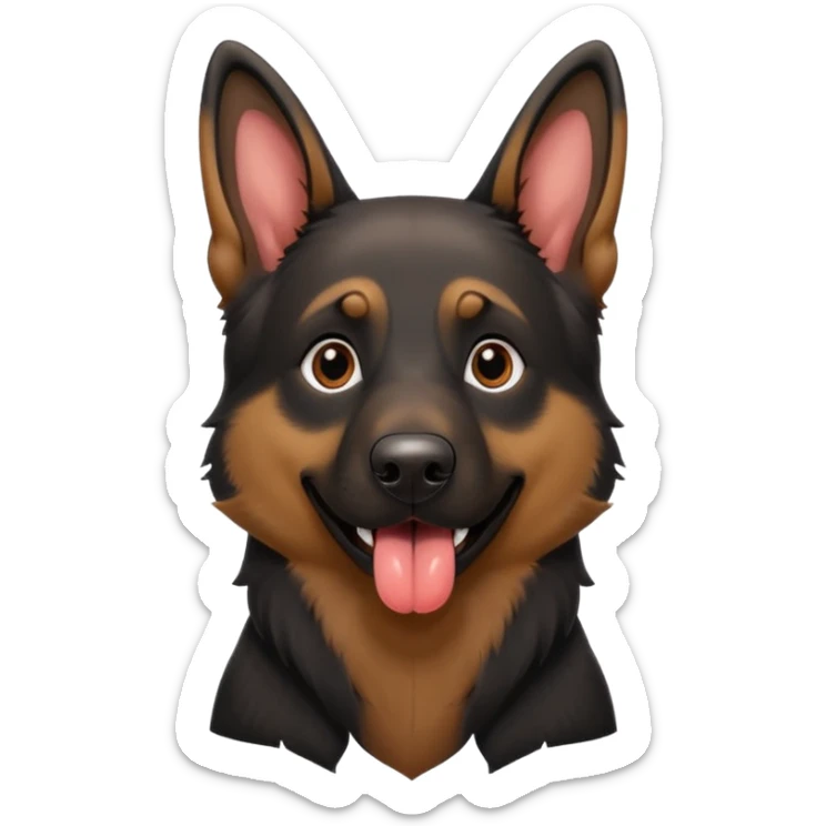cartoon style dark German Shepherd dog with its tongue hanging out long sticker