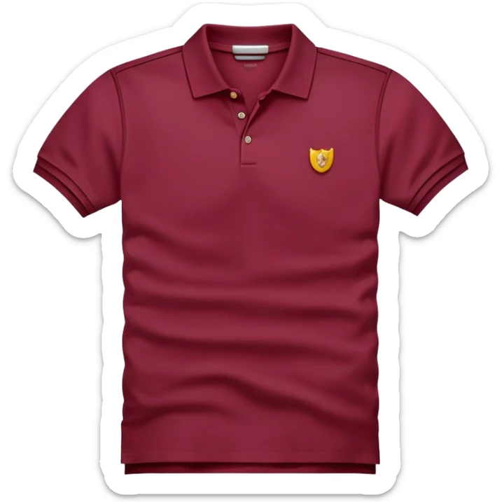 wine red cotton polo shirt with V-neck, no background, only the clothing item sticker