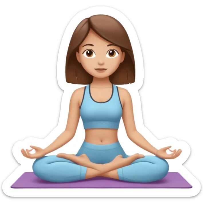 A white girl with brown hair who works remotely and enjoys yoga sticker