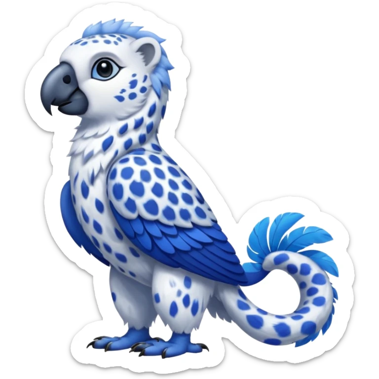 Snow-Leopard-Blue-Tang-Fish-Polar-Bear-Hyacinth-Macaw-fusion-hybrid-animal-creature, full body sticker