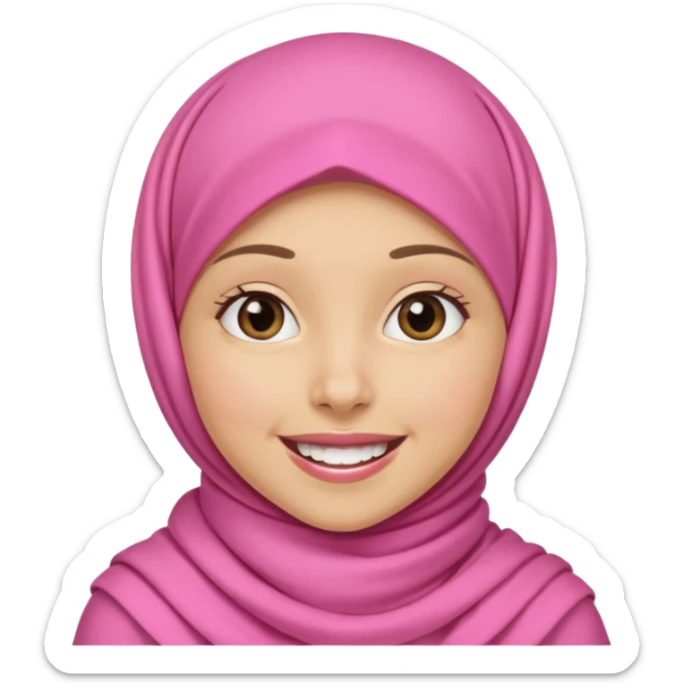 A medium light skin girl with pink hijab smile JANGAN KELIHATAN GIGI sticker