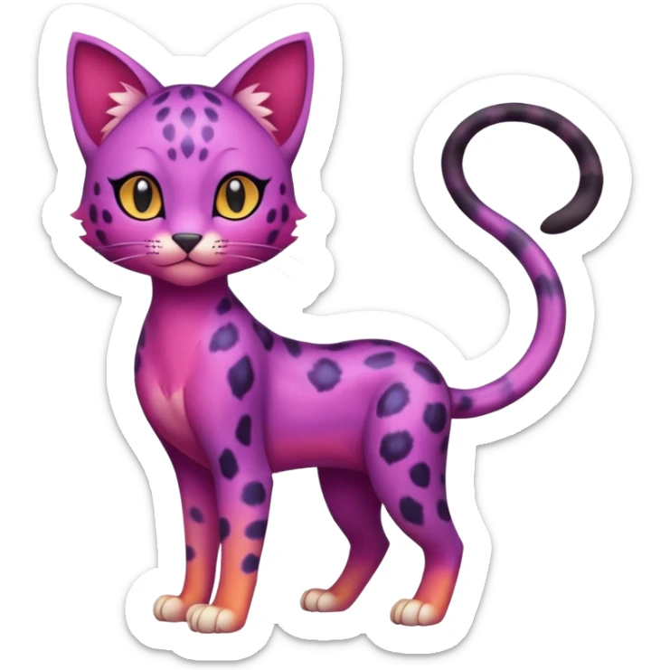 Gradients-colored realistic elegant lanky feminine cute pretty  Liepard-Purrloin-Litten-Sprigatito-Pokémon-fusion-creature (full body) sticker