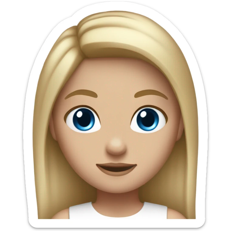 Girl with dirty blonde hair down straight blue eyes and white crop top  sticker