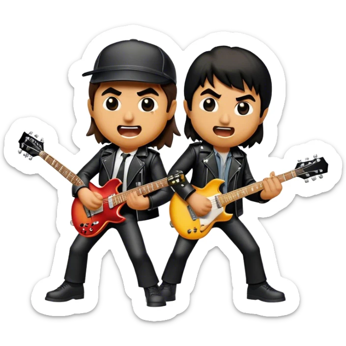 Cinematic Realistic AC/DC Pop Culture Emoji, showcasing an electrifying portrayal inspired by the legendary rock band rendered with vivid textures and energetic lighting. sticker