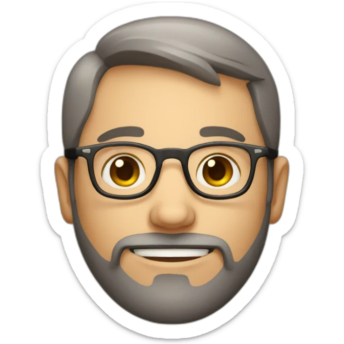 Round face European male that has little hair, a beard and glasses sticker