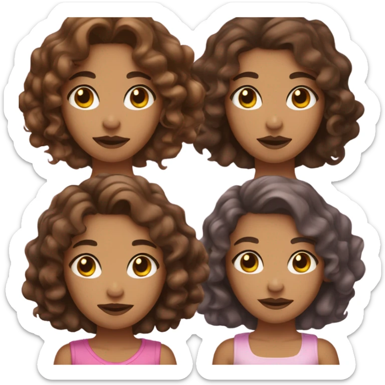 Light skin blasian, curly brown hair, mermaid and sleepy brown eyes, full pink lips, a girl sticker