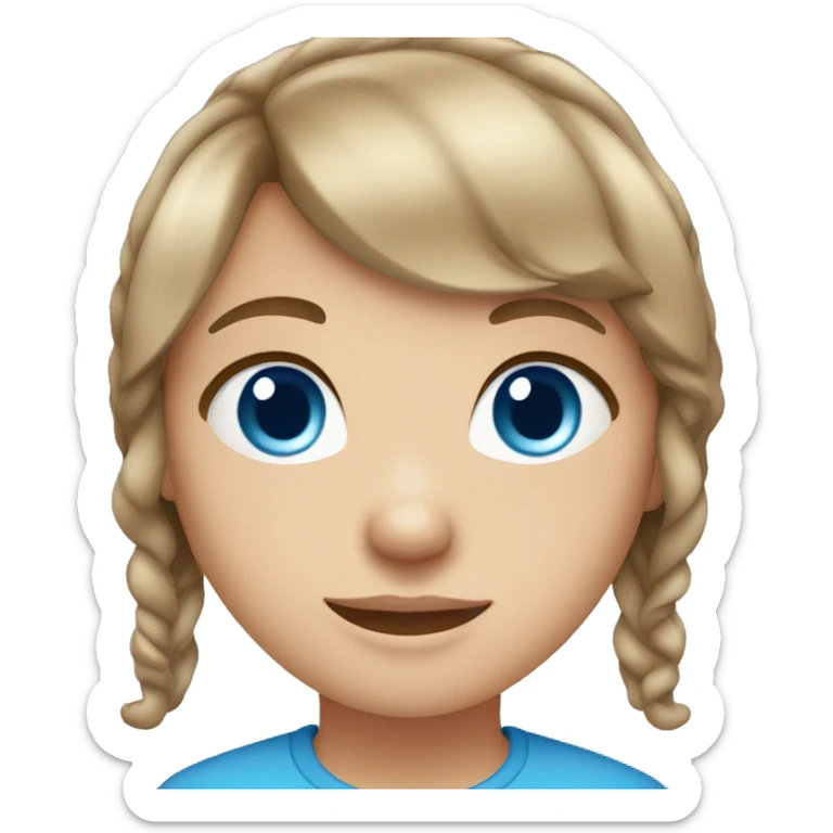 girl with light brown hair, blue eyes and fair skin and bangs  sticker