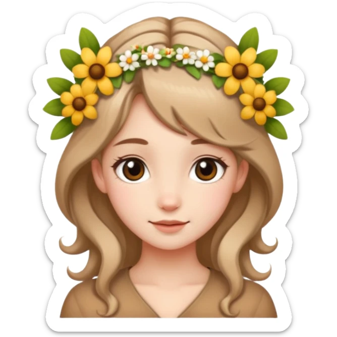 Adult Cute human like fawn with flowers sticker