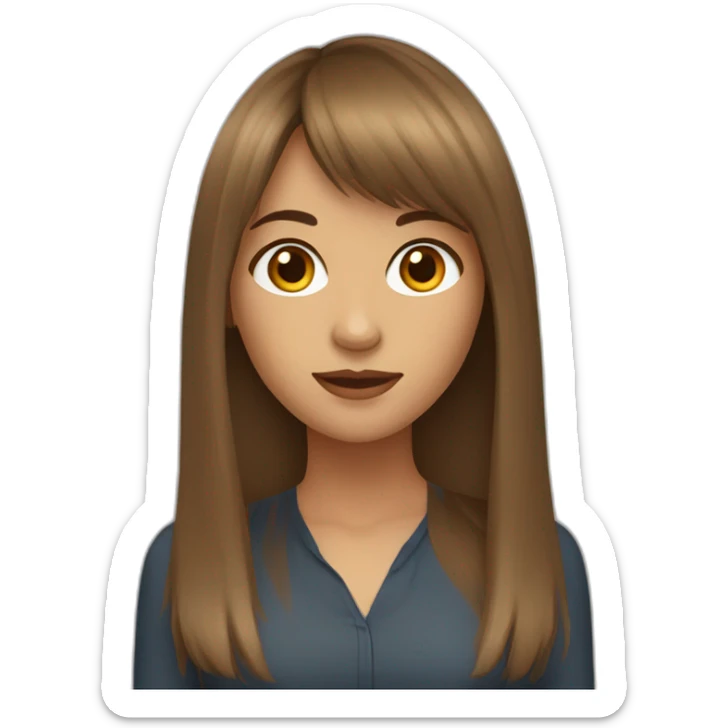 digital business young woman with long brown hair with bangs, brown eyes tan skin sticker