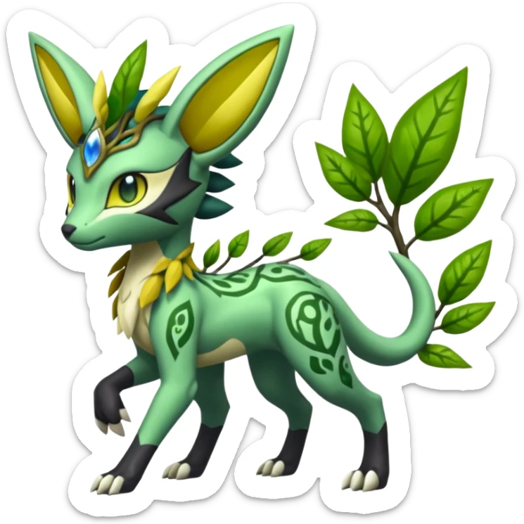  Exotic Ivy Planty Meloetta-Zygarde-Zeraora-Renamon-Protogen-Palkia-hybrid-fusion-Fakémon-creature, full body sticker