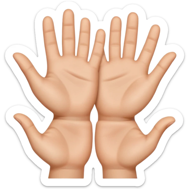Emoji icon of open hands facing up, soft realistic skin texture, smooth shading, minimal details, centered composition sticker