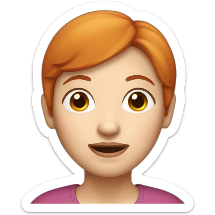 A grandmother with white skin, round face and short red hair sticker