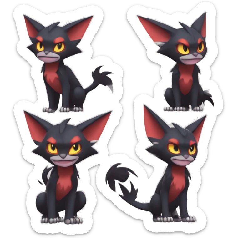 Edgy Cute Cool Kawaii Litten-Noivern-Zoroark-Torracat-Noibat-Pokémon Full Body sticker